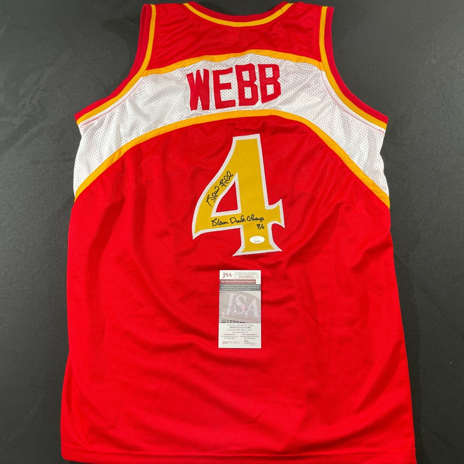 Spud Webb Throwback Atlanta Hawks Autographed Jersey JSA Authenticated