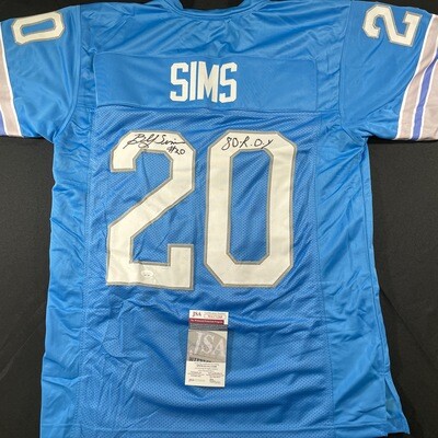 Billy Sims Detriot Lions Autographed Jersey w/80 ROY JSA Authenticated