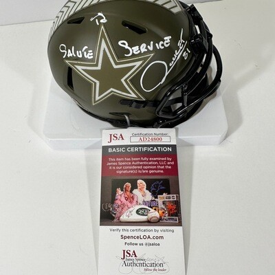 Rocket Ismail Army Dallas Cowboys Autograph & Inscription “Salute To Service” Speed Mini Helmet JSA COA