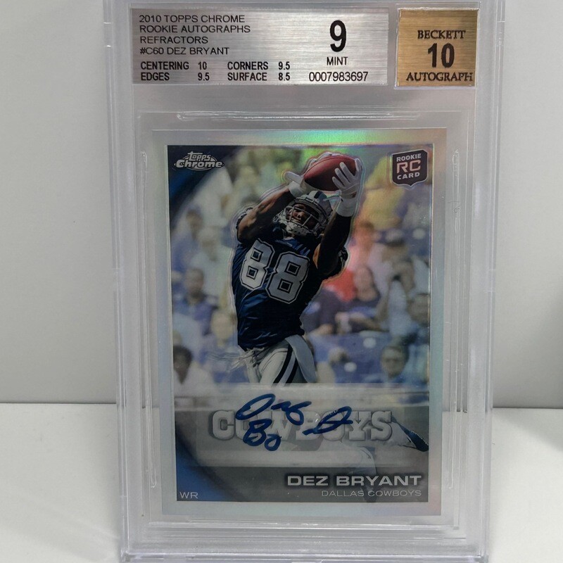 2010 Topps Chrome Dez Bryant Rookie Autographs Refractors/50 BGS 9