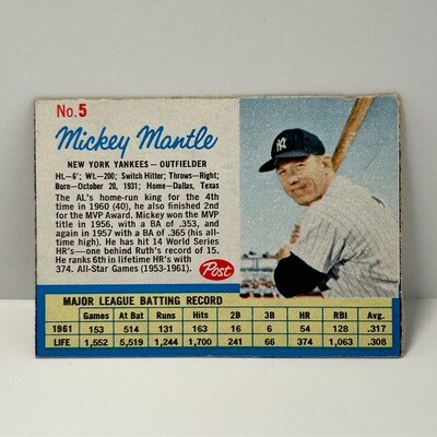 1962 Post Cereal Life Magazine Mickey Mantle #5