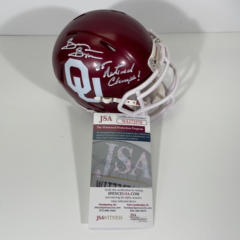 BRIAN BOSWORTH OKLAHOMA OU SOONERS SIGNED MINI HELMET w/85 Nat Champs! JSA PROOF