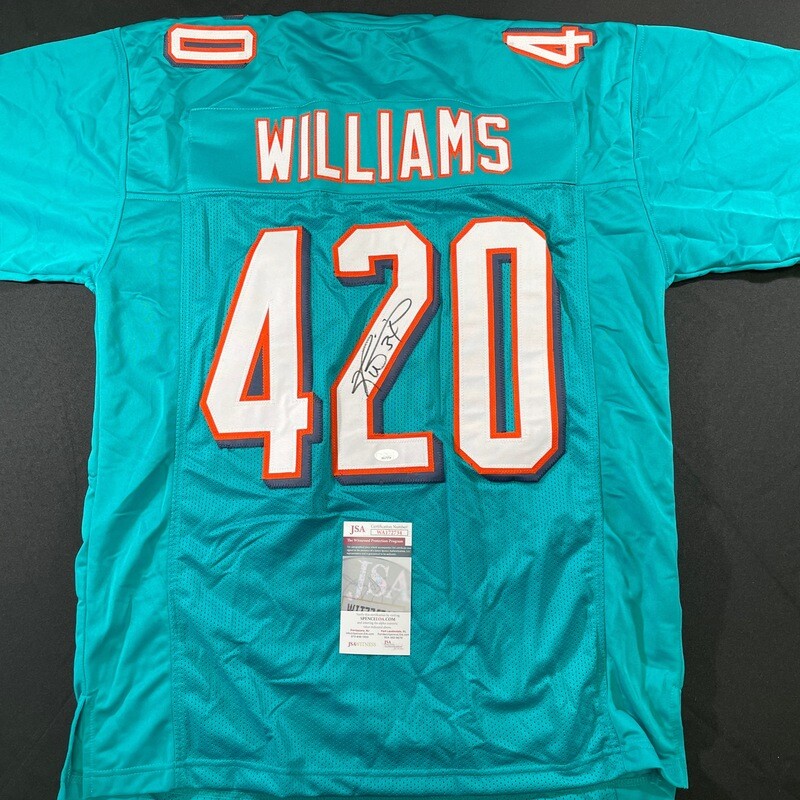 Ricky Williams Teal Miami Dolphins 420 Autographed Jersey JSA Authenticated