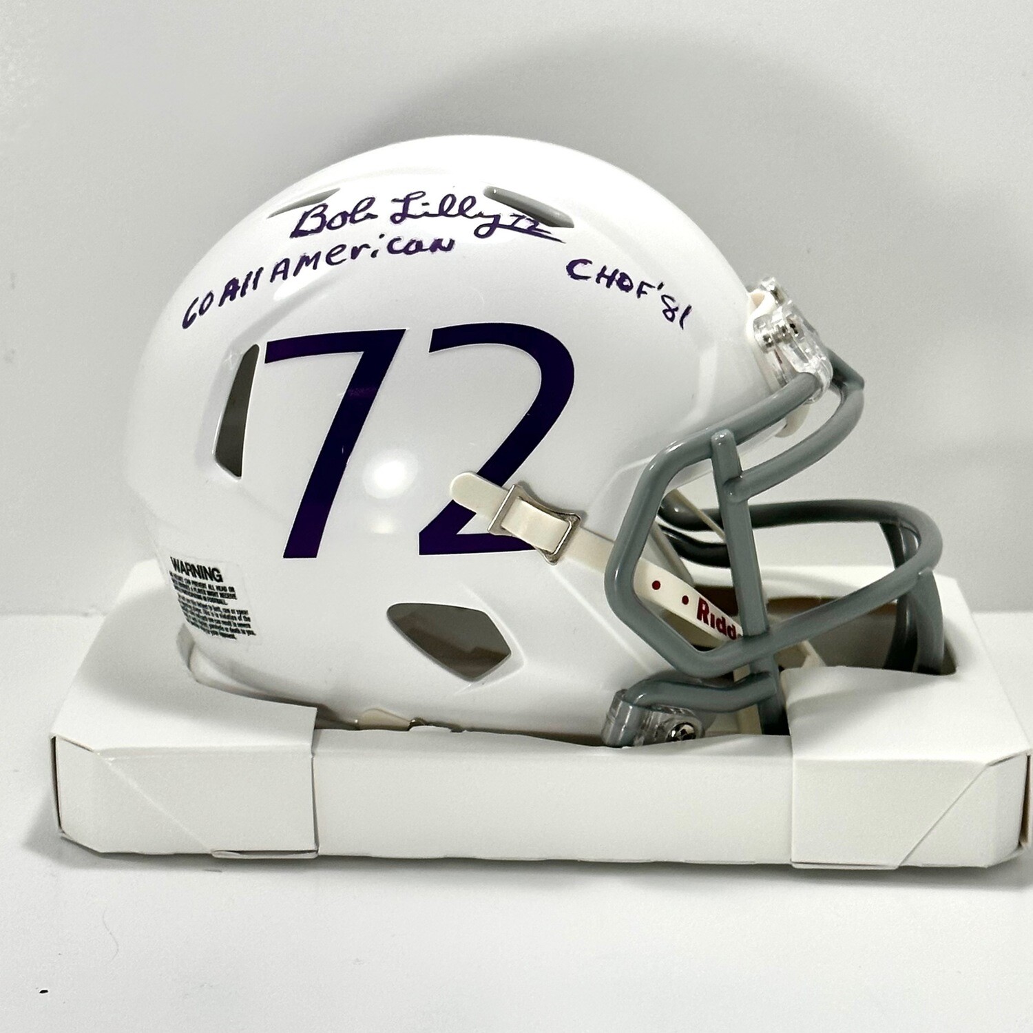 Bob Lilly TCU White Autographed Mini Helmet 2 Inscriptions JSA Authenticated