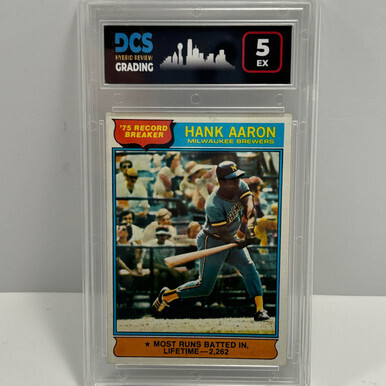 1976 Topps #1 Hank Aaron '75 Record Breaker DCS 5