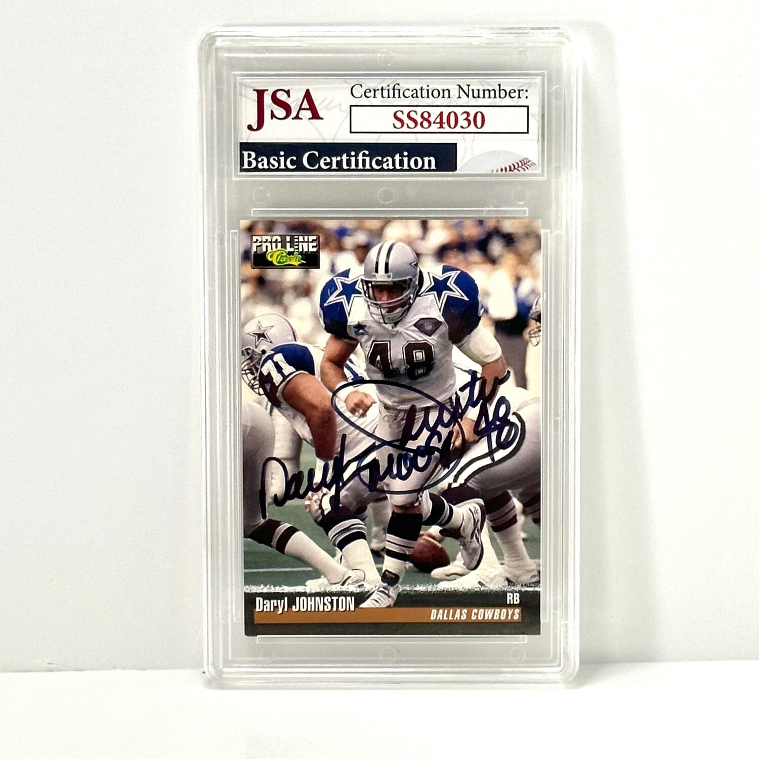 1995 Pro Line Football Card #61 Daryl Johnston Auto JSA Certified