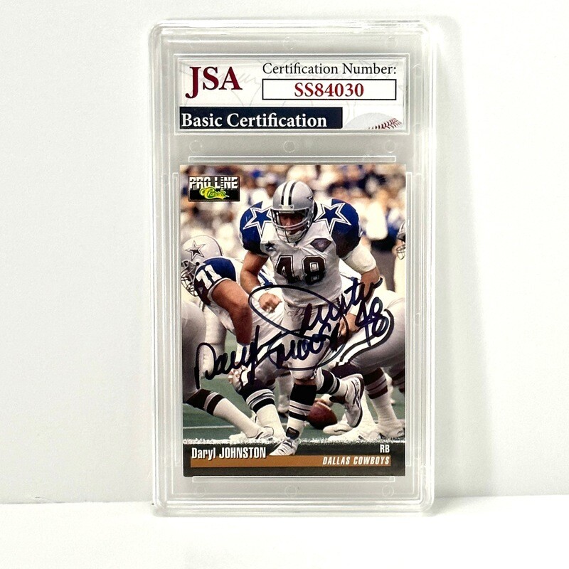 1995 Pro Line Football Card #61 Daryl Johnston Auto JSA Certified