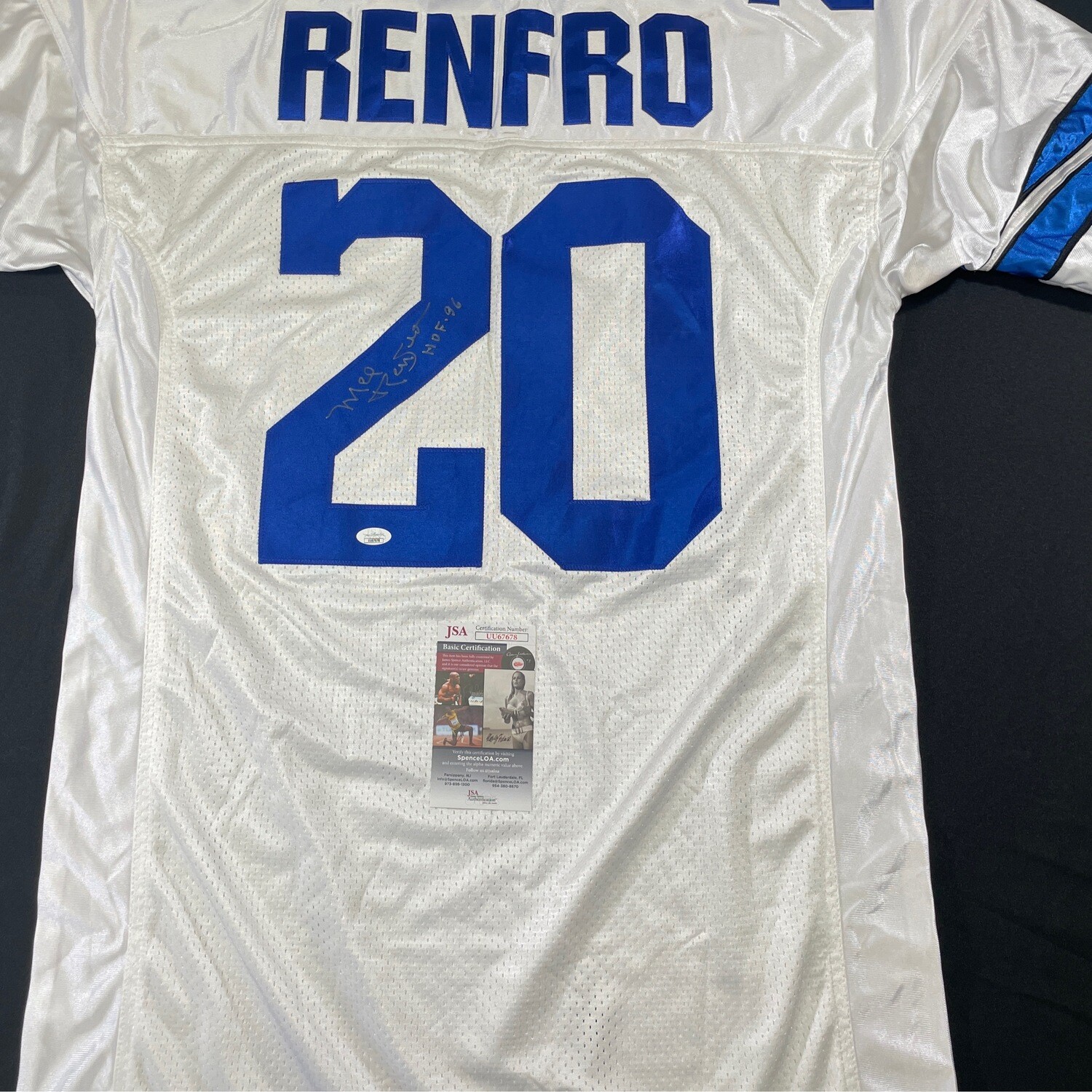 Mel Renfro White Dallas Cowboys W/ HOF 96’ JSA Authenticated Autographed Jersey