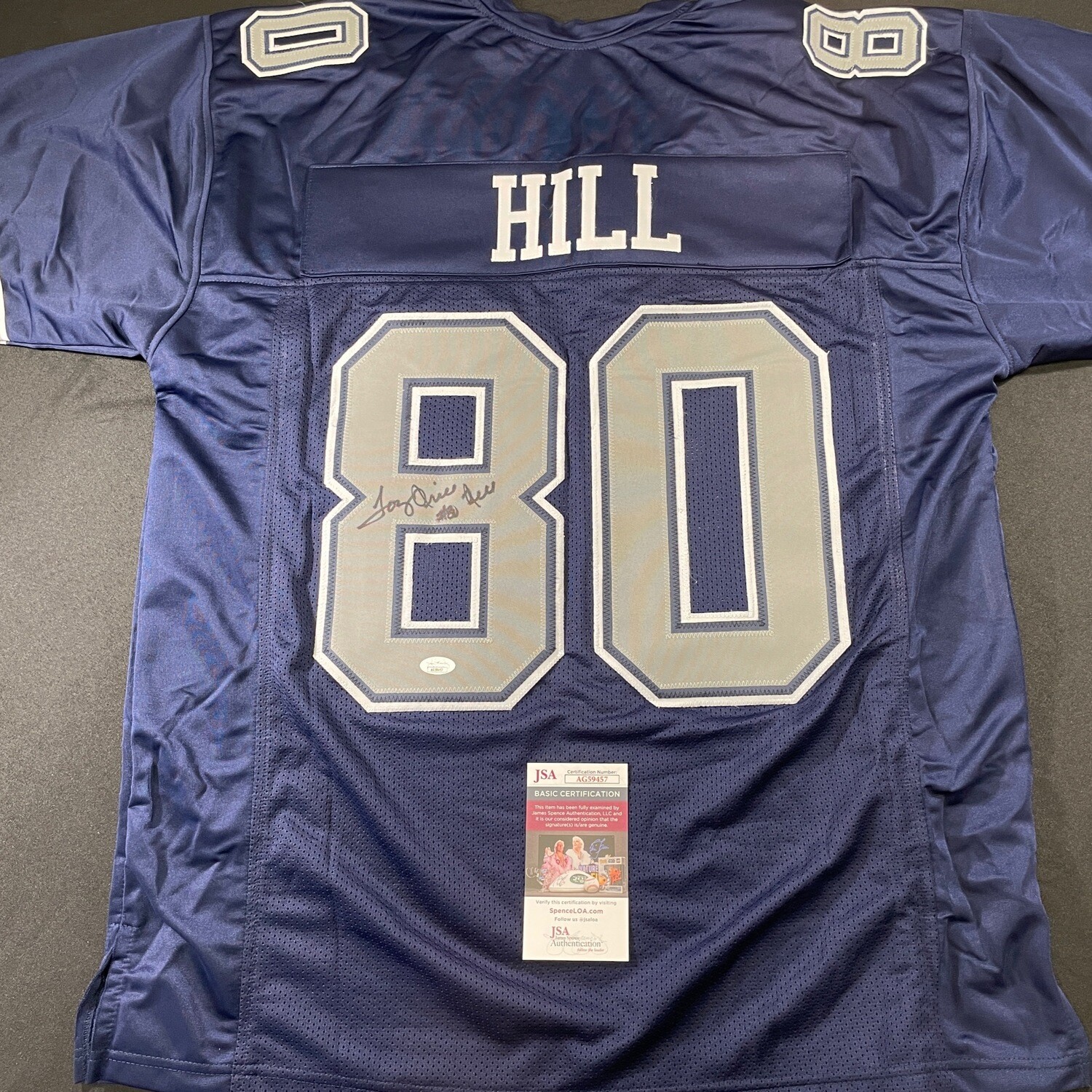Tony Hill Dallas Cowboys Blue Wearable Autographed Jersey Size XXL JSA Authenticated