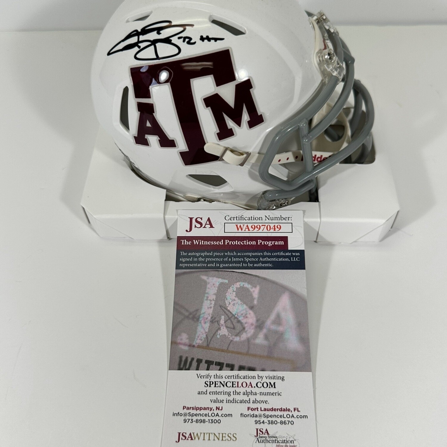 Texas A&M Johnny Manziel Signed White Speed Mini Helmet with JSA COA