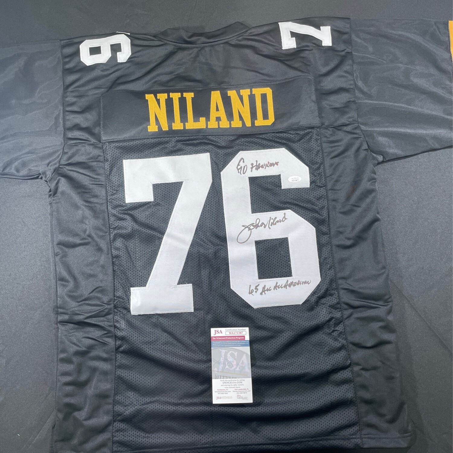 John Niland Iowa Hawkeyes Autographed Jersey w/Go Hawkeyes,65 All American JSA Authenticated