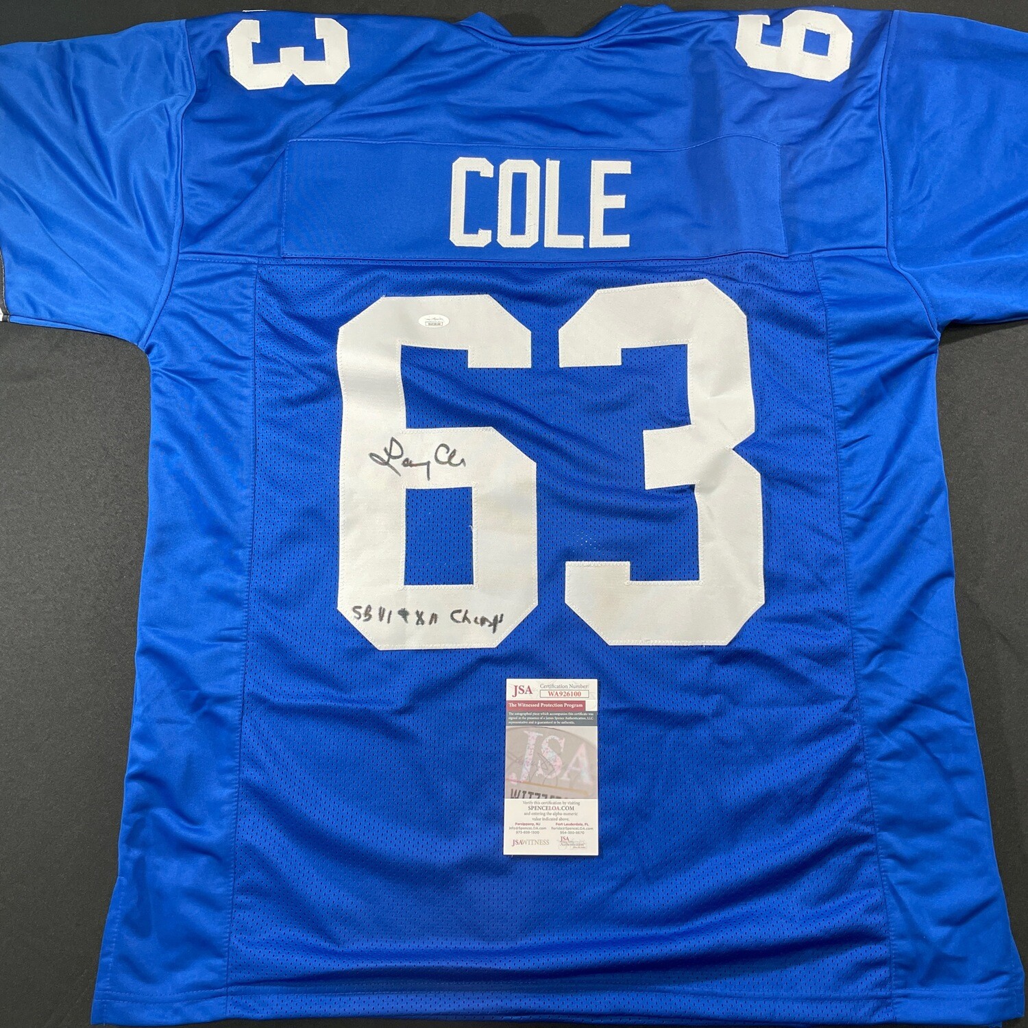 Larry Cole Blue Dallas Cowboys Autographed Jersey w/Super Bowl Champs JSA Authenticated