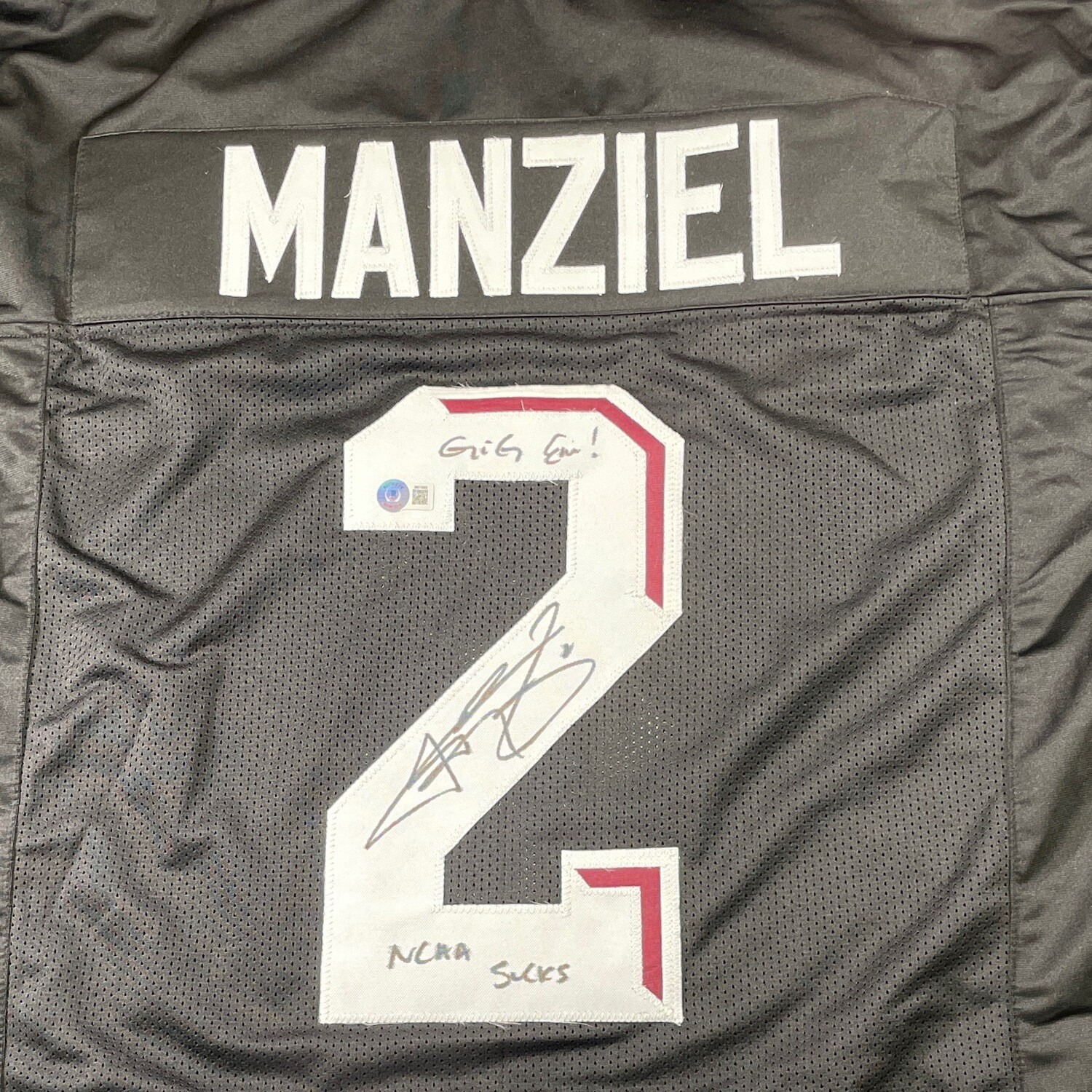 Johnny Manziel Aggies Black “NCAA Sucks”  Stats Signed Beckett Certified