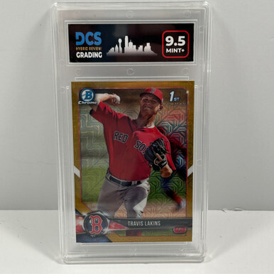2018 Bowman Chrome 1st  Travis Lakins Gold Mega Box Refractor #BCP-139 DCS 9.5