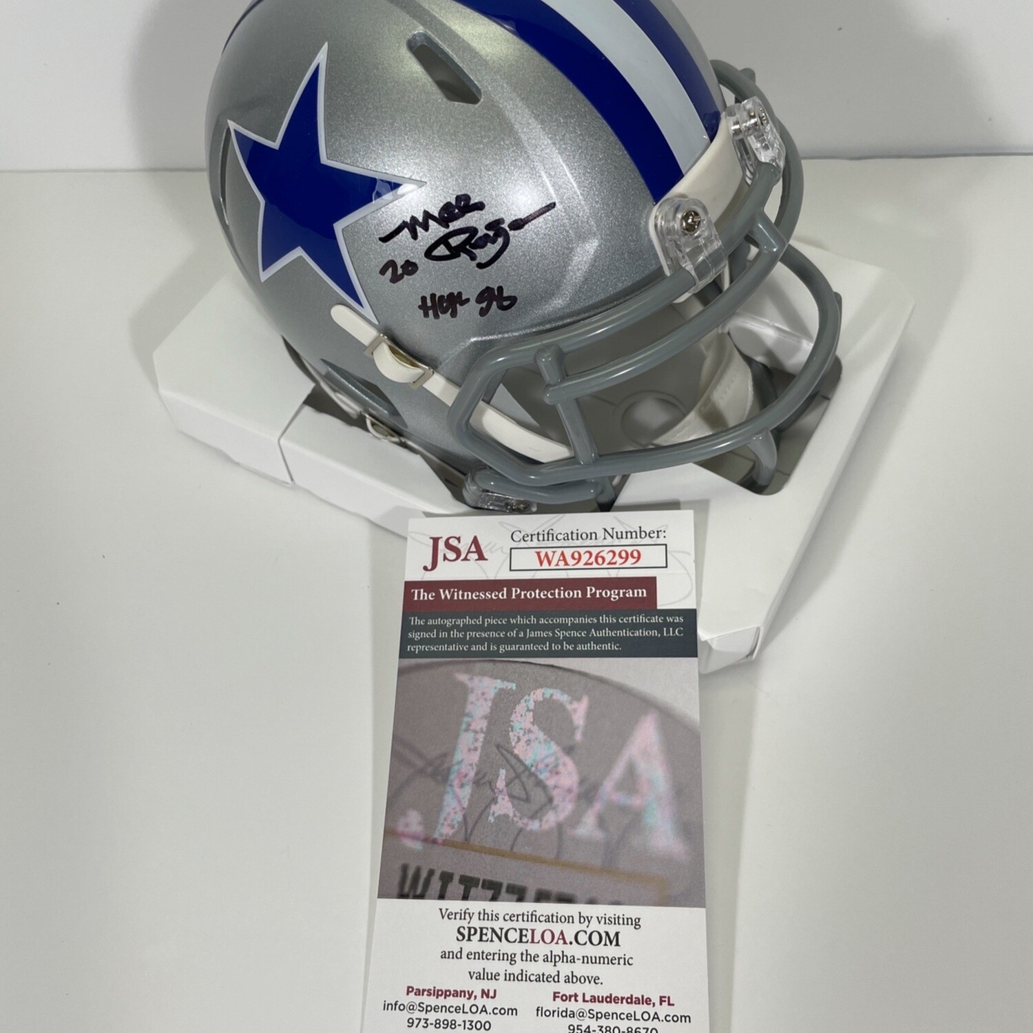 MEL RENFRO DALLAS COWBOYS SIGNED MINI RIDDELL THROWBACK HELMET w/HOF96 JSA PROOF
