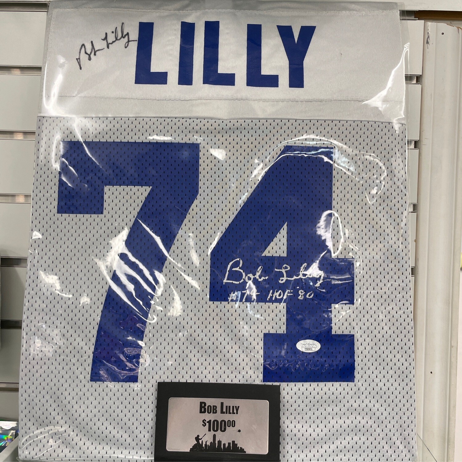 Bob Lilly Dallas Cowboys White #74 HOF80’ JSA Authenticated Autographed Jersey