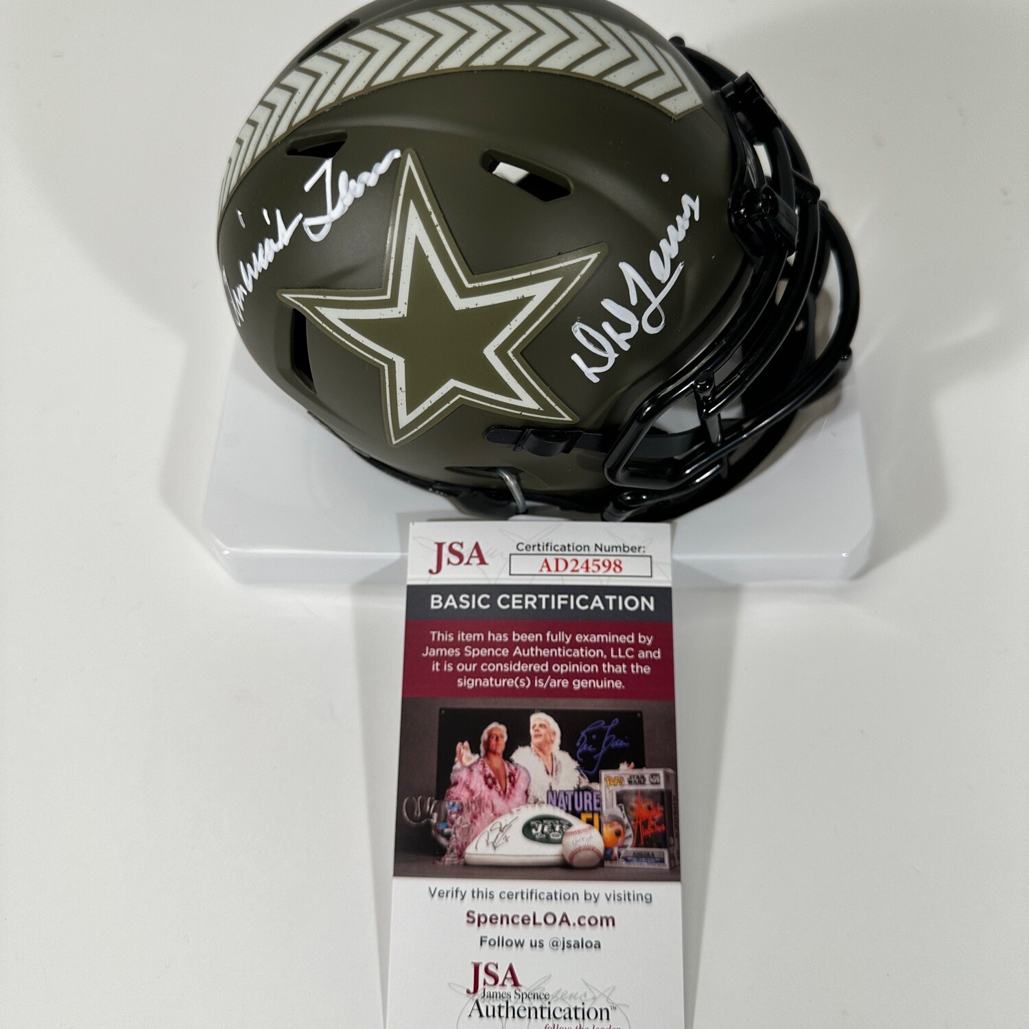 D.D Lewis Dallas Cowboys Salute to Services Autogrpahed Mini Helmet w/America’s