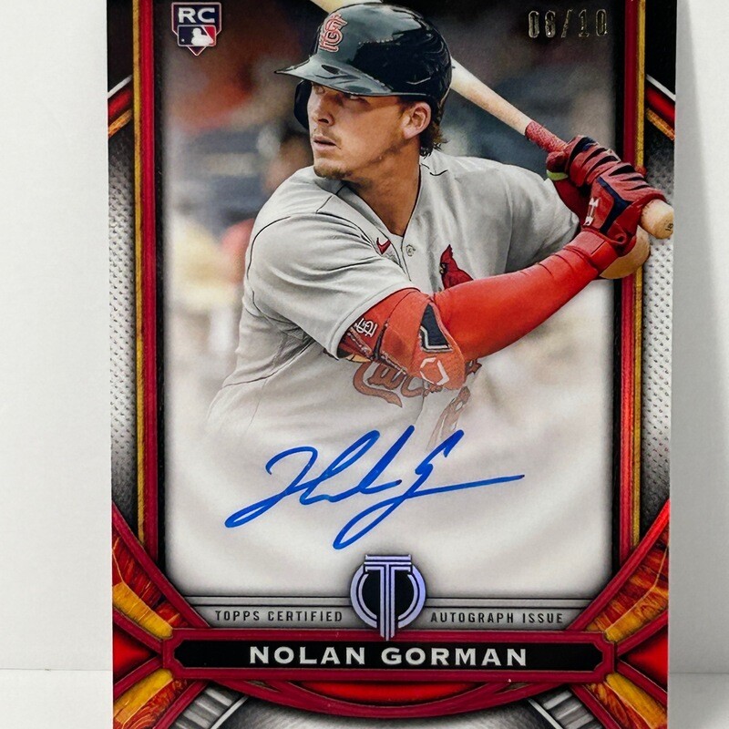 2023 Topps Tribute Nolan Gorman League Inauguration Rookie Auto /10