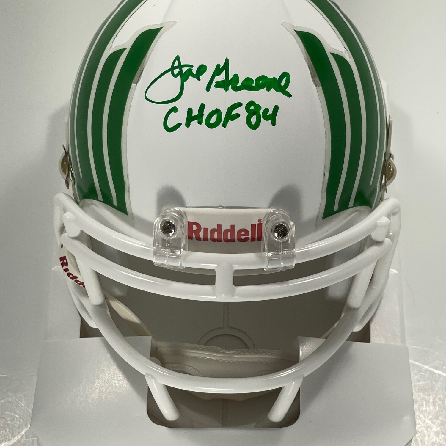 Joe Greene Modern White UNT Autographed Mini Helmet JSA Authenticated