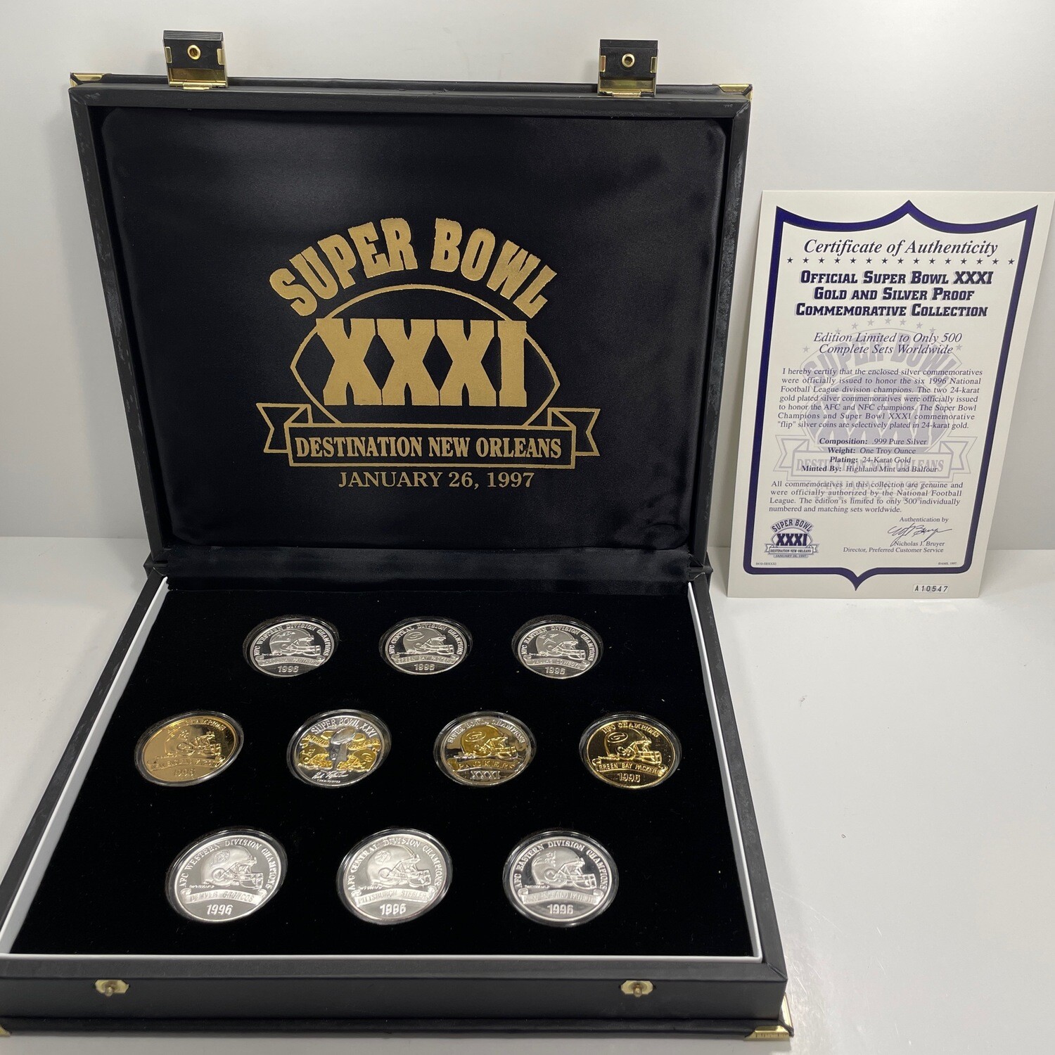 Super Bowl XXXI Gold & Silver Coin Set