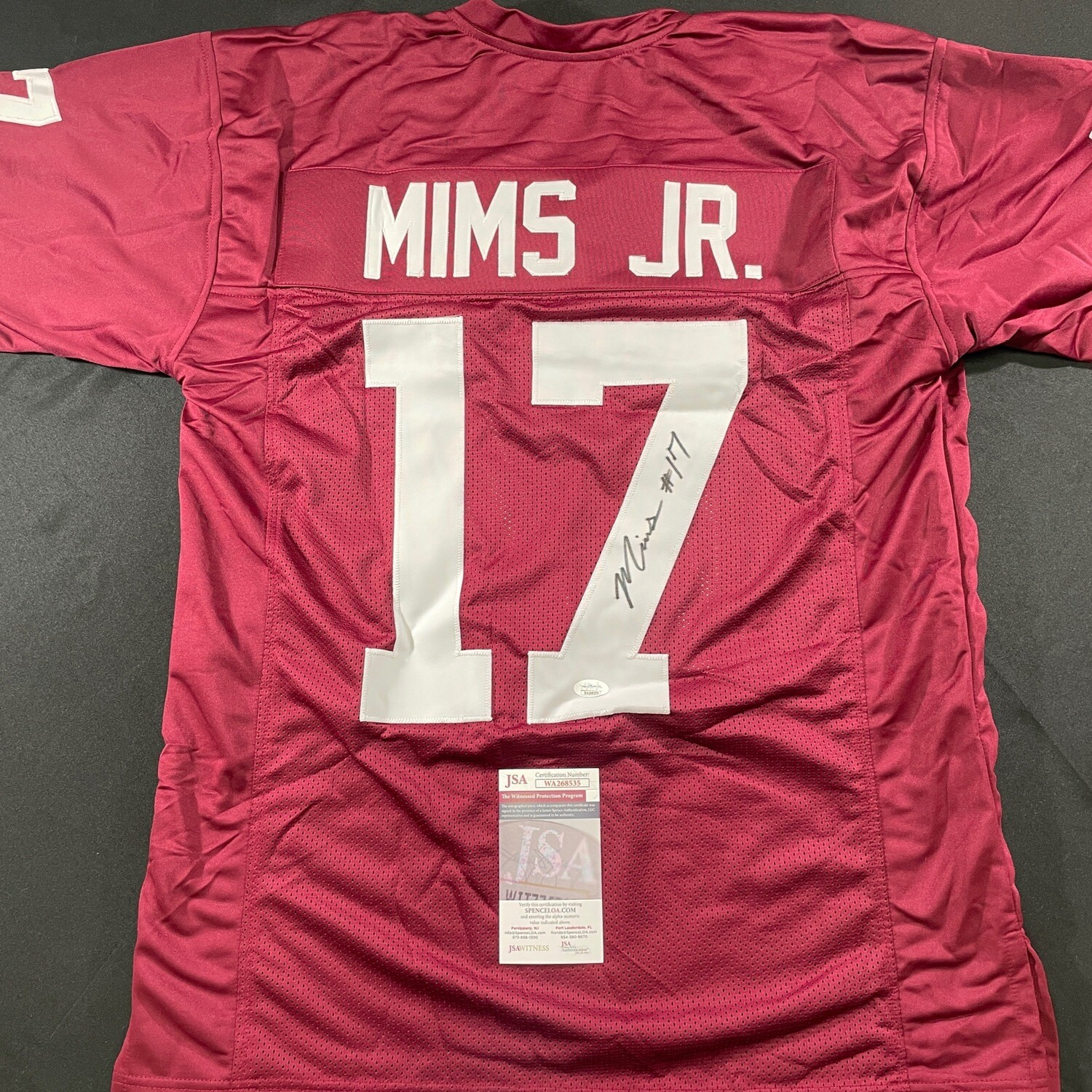Marvin Mims Jr. Signed Maroon Oklahoma Sooners Jersey JSA COA