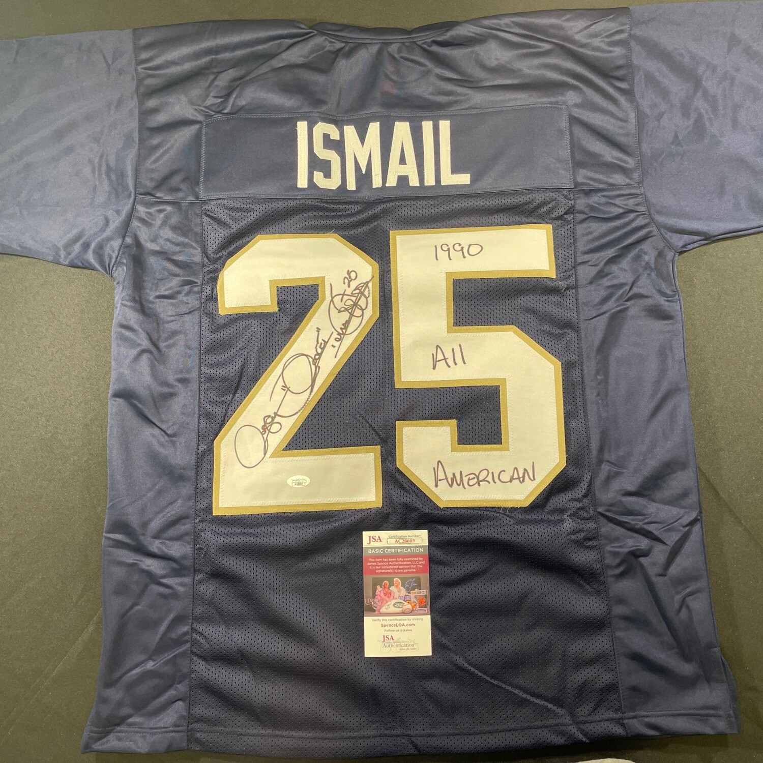 Rocket Ismail Notre Dame Autographed Jersey(Full Sig) w/1990 All American JSA Authenticated