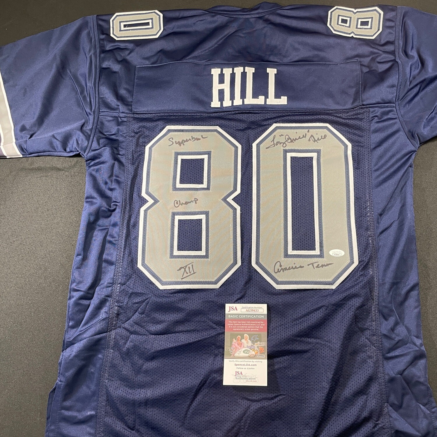Tony Hill Dallas Cowboys Blue Wearable Autographed Jersey Size XL JSA Authenticated