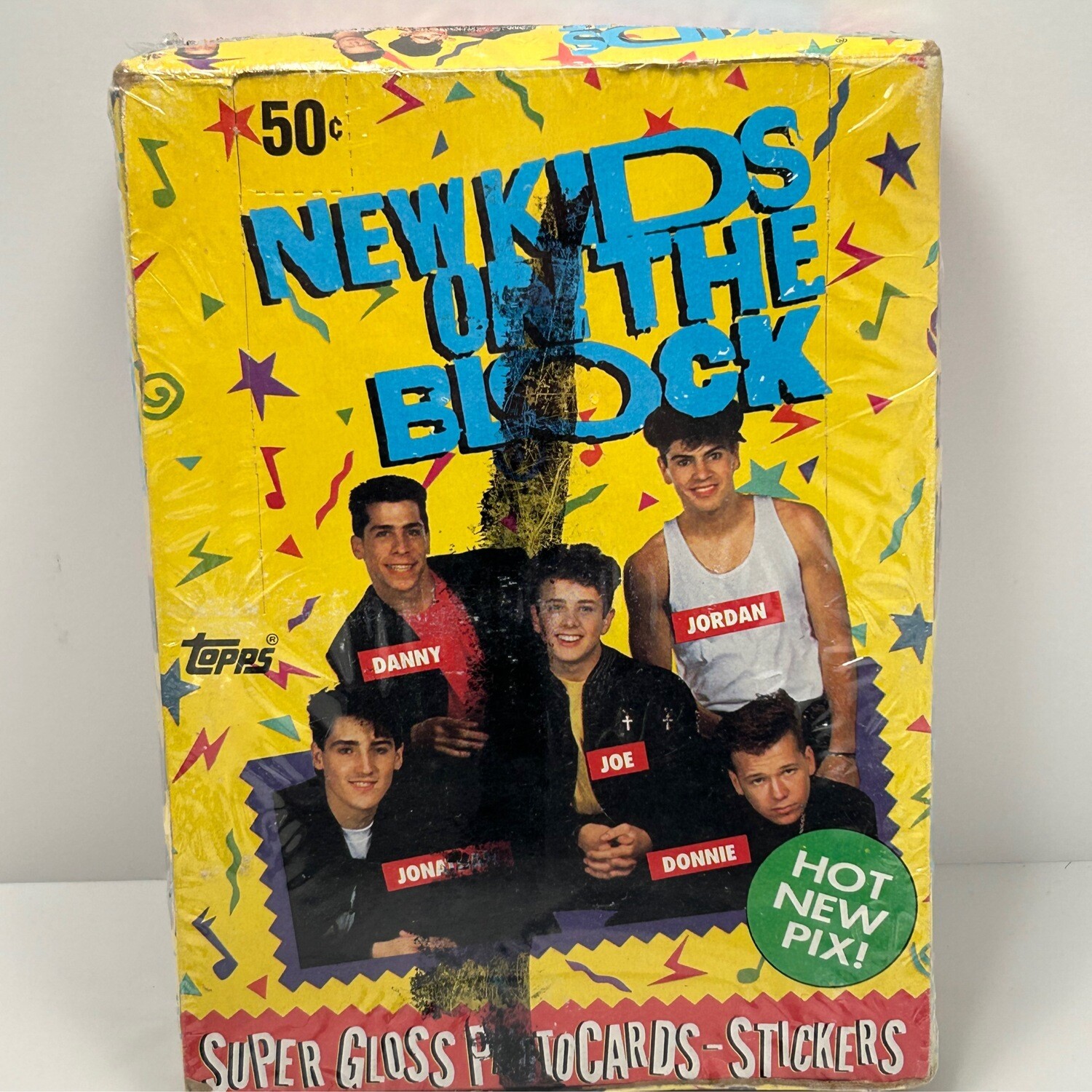 1989 Topps New Kids On The Block Super Glossy Photocards, stickers Sealed Box