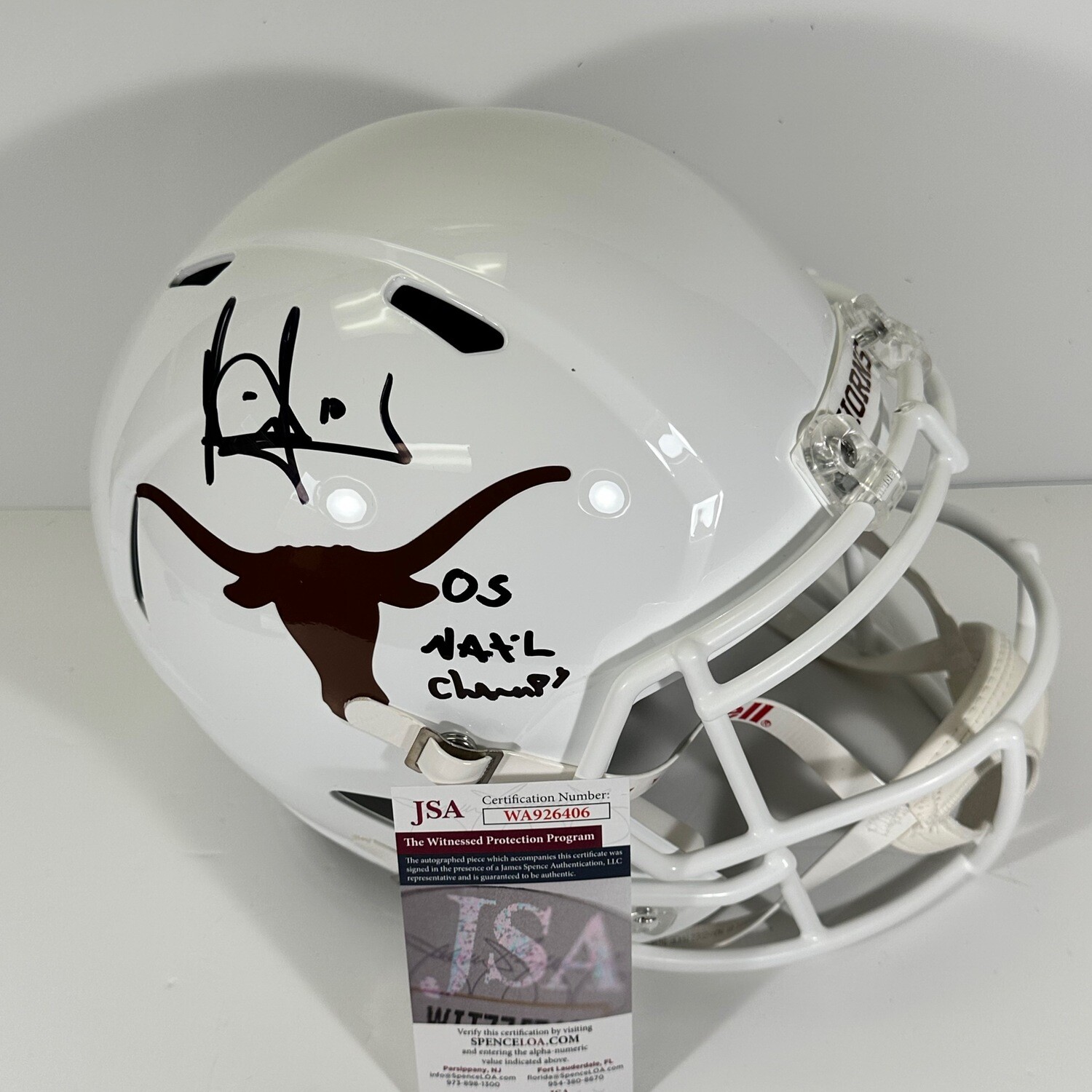 Vince Young Texas Longhorns Autographed Replica Full Size Helmet Inscribed 05 NATL Champs JSA Authenticated