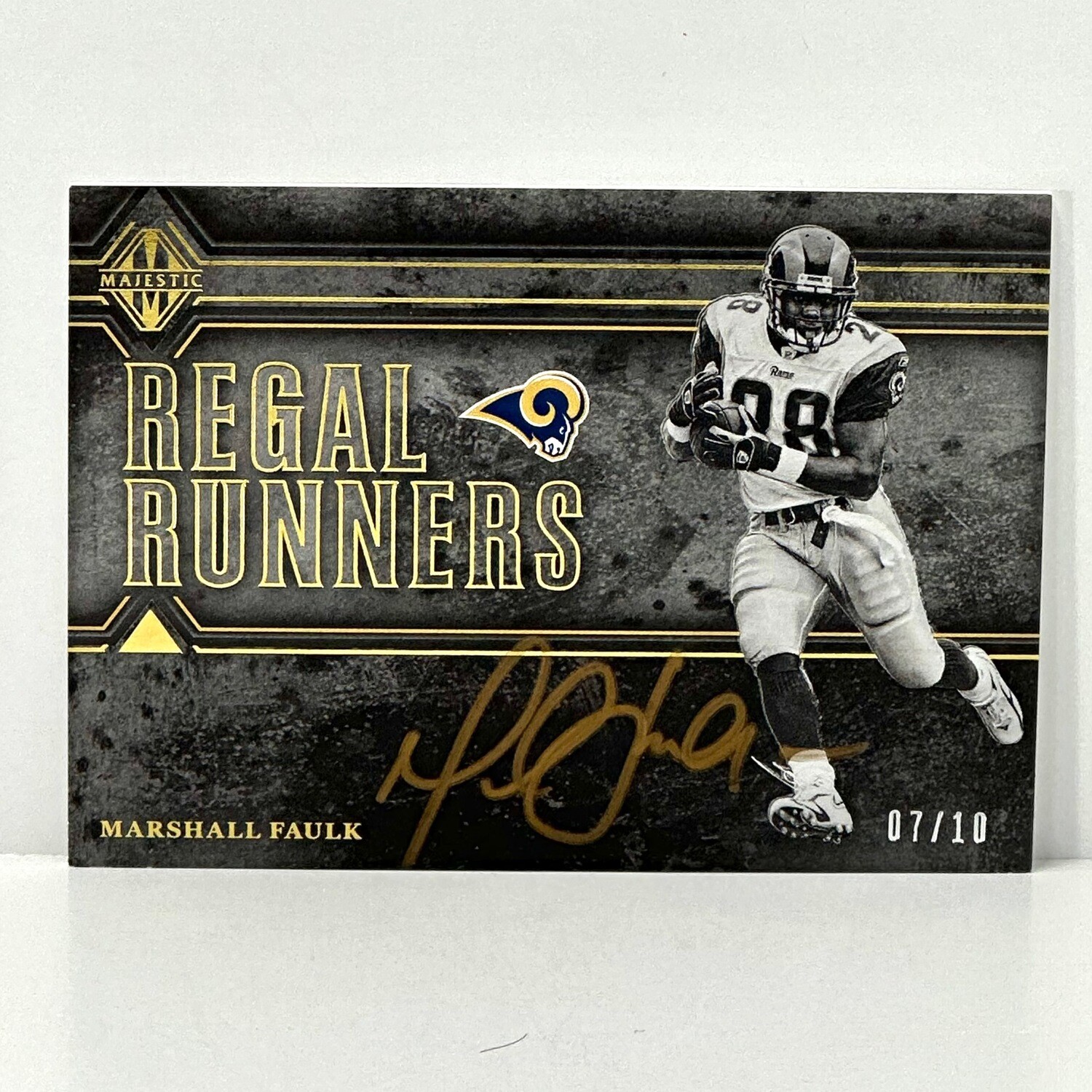 2017 Panini Majestic Football Marshall Faulk Regal Runners /10 Gold Autograph