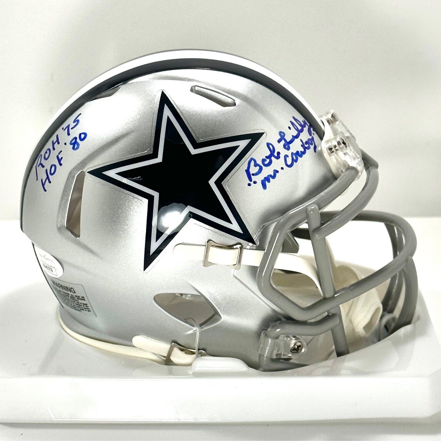 Bob Lilly Autographed Mini Helmet 3 Inscription JSA Authenticated
