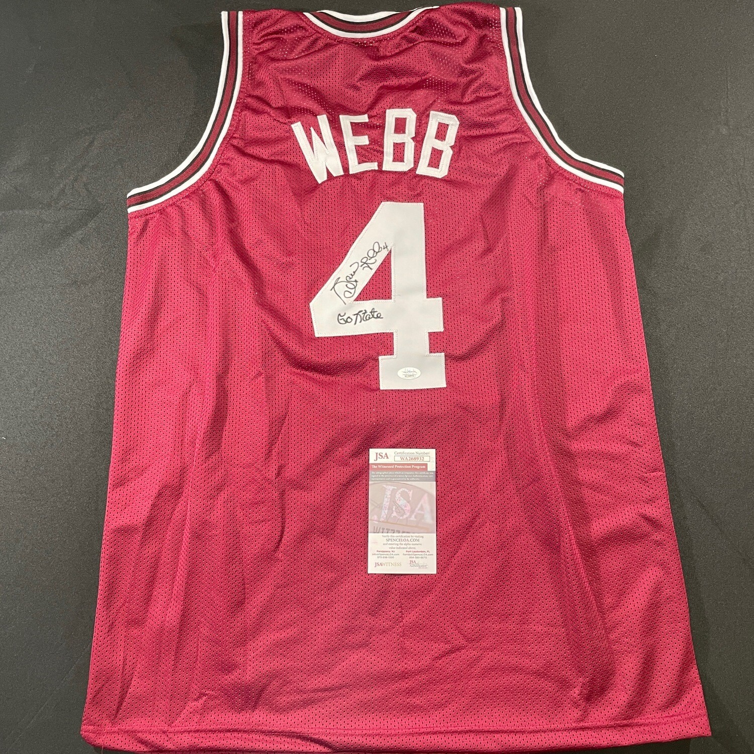 Spud Webb North Carolina State Autographed Jersey w/Go State JSA Authenticated