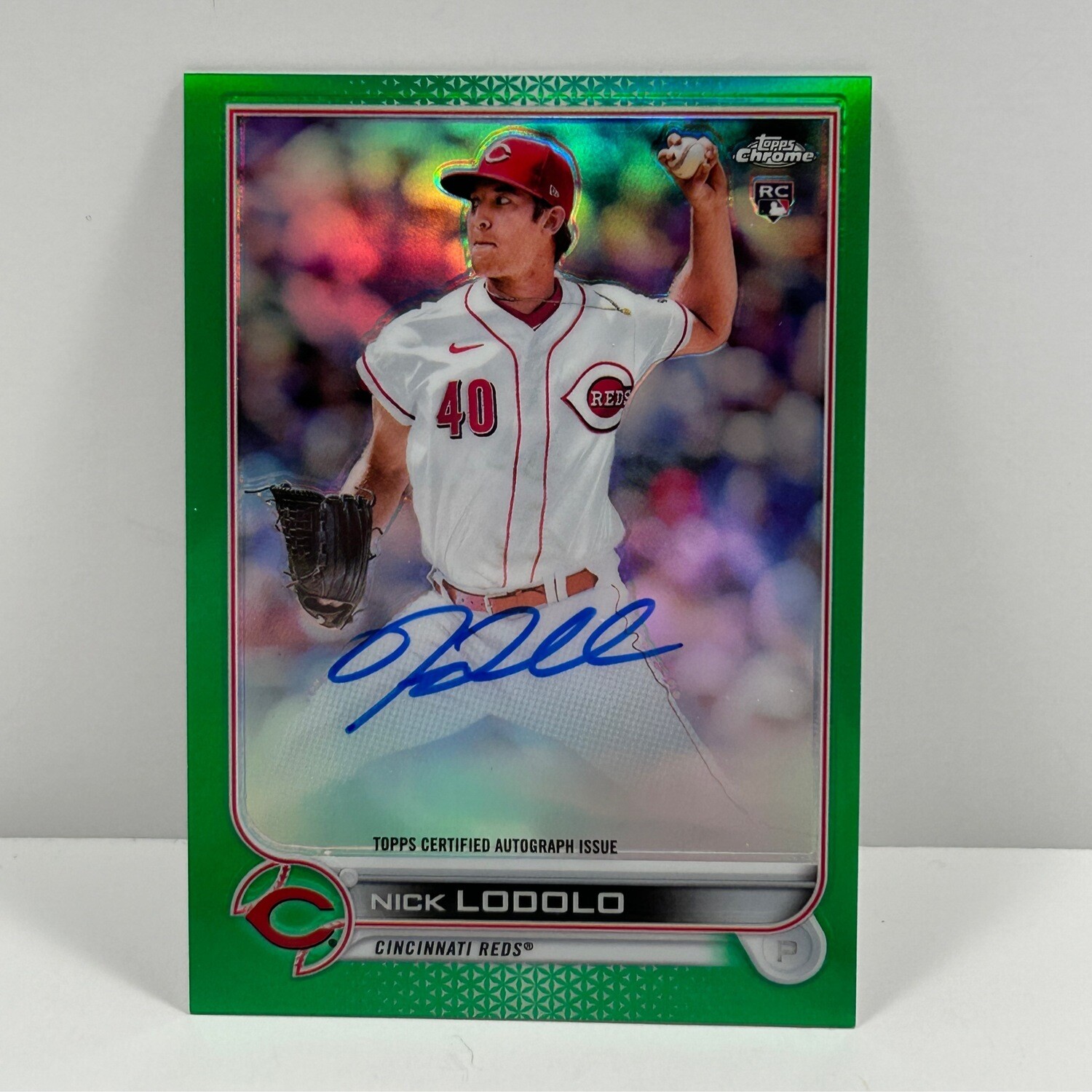 2022 Topps Chrome Nick Lodolo  Auto  #RA-NL Green refractor /99