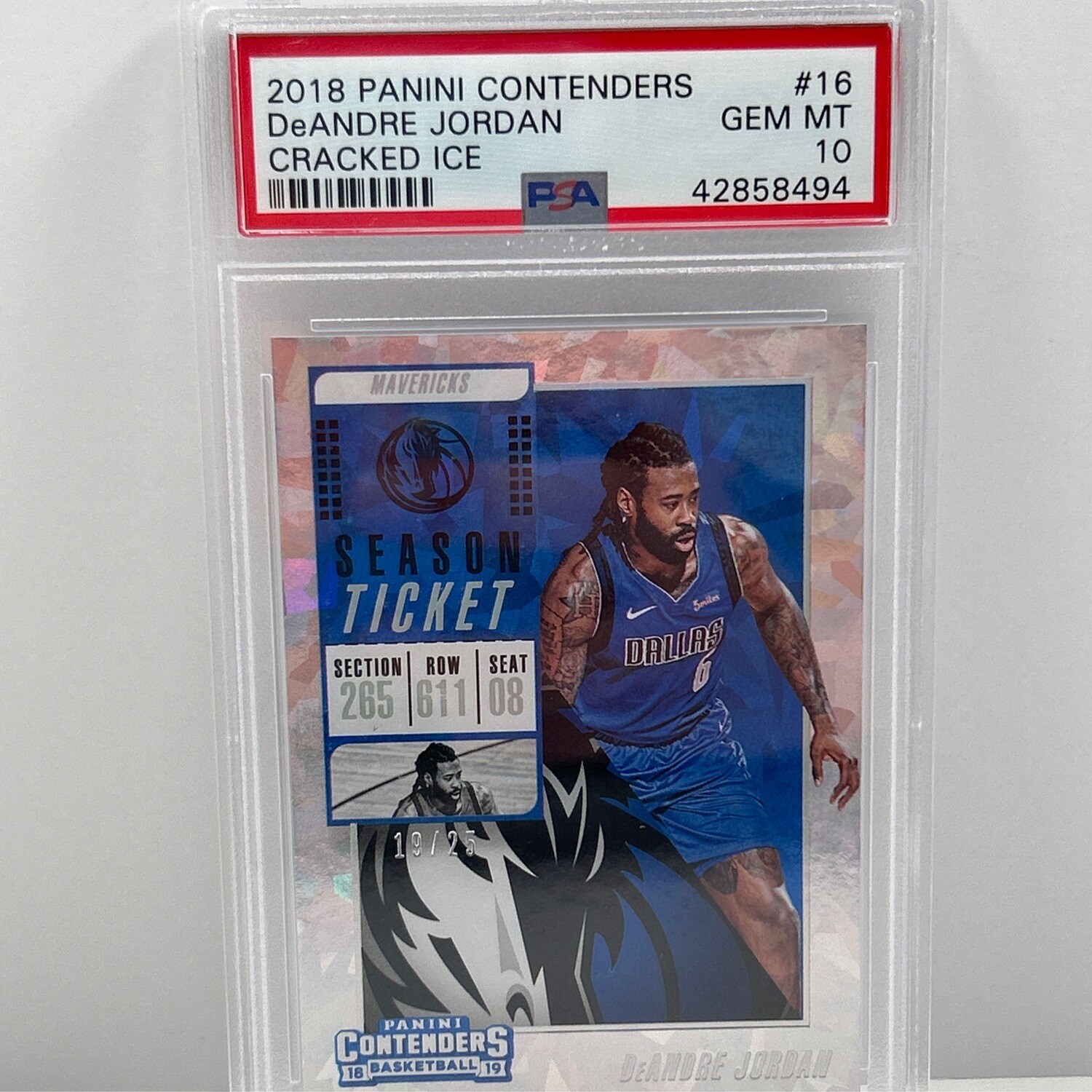 2018 Contenders #16 Deandre Jordan Cracked Ice PSA 10