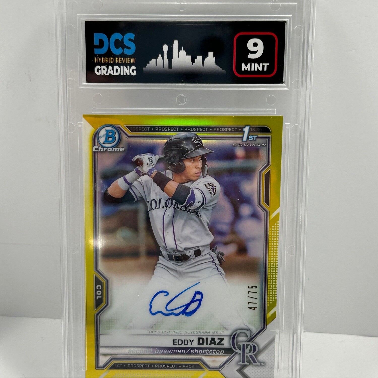 2021 Bowman Chrome 1st Eddy Diaz Gold Refractor /75 DCS9