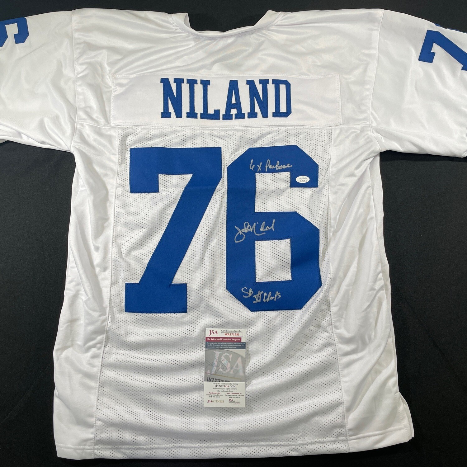 John Niland Dallas Cowboys Autographed Jersey w/Inscriptions JSA Authenticated