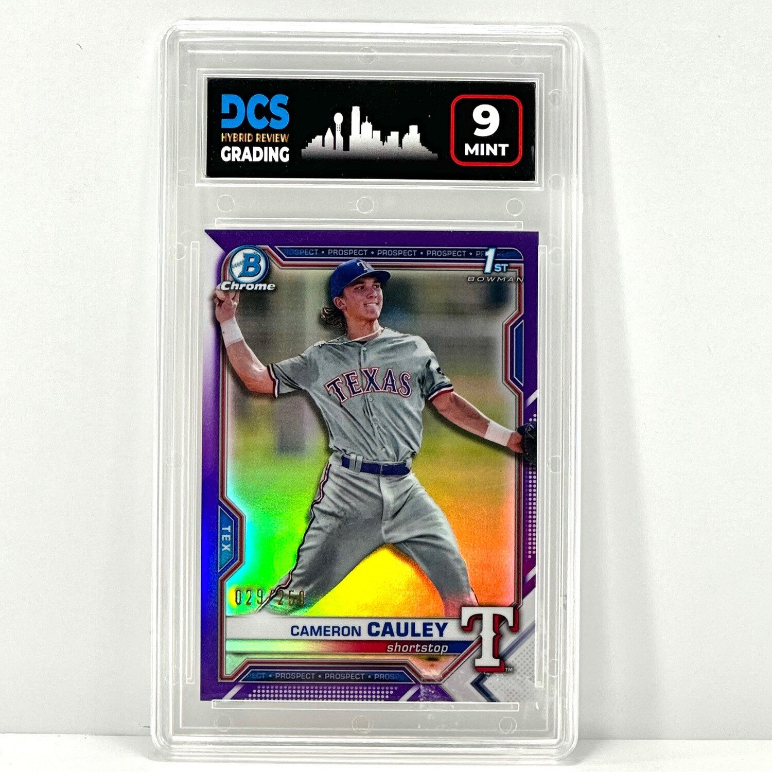 2021 Bowman Chrome Cameron Cauley Purple Refractor /250 DCS 9