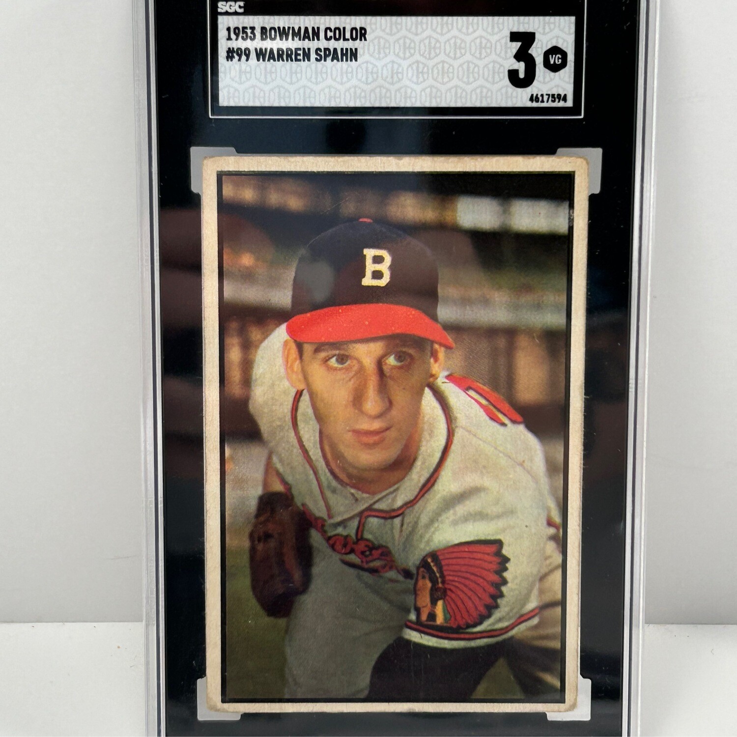 1953 Bowman Color #99 Warren Spahn SGC3