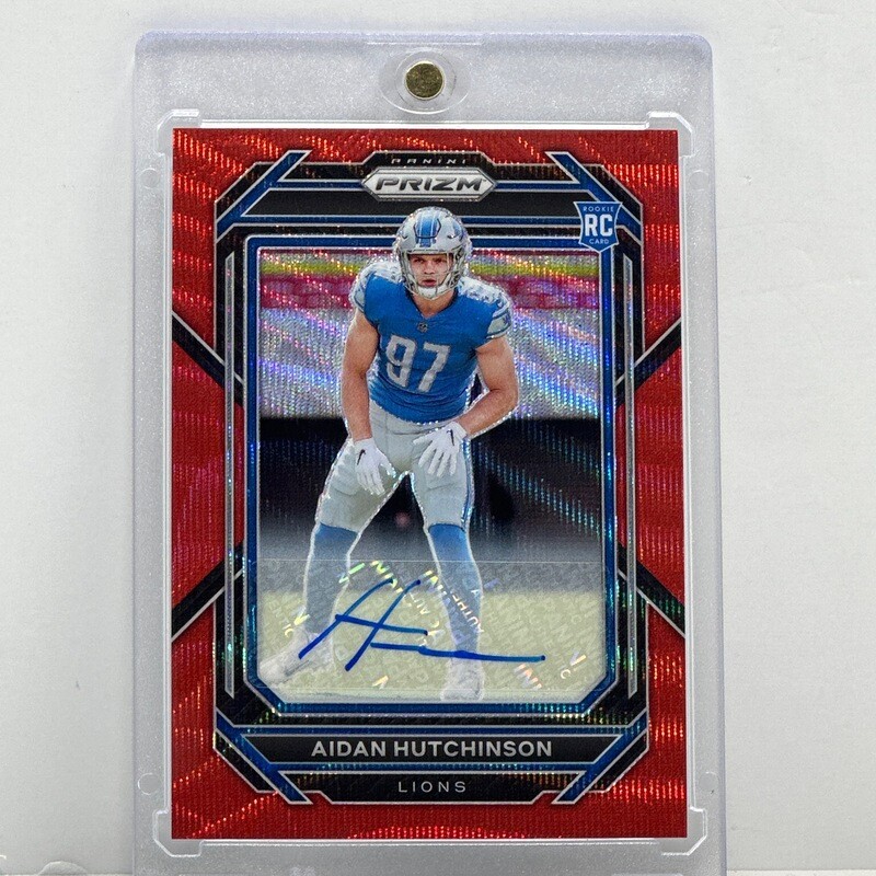 2022 Panini Prizm Rookies Red Wave Prizm #d /149 Aidan Hutchinson #340 Rookie RC