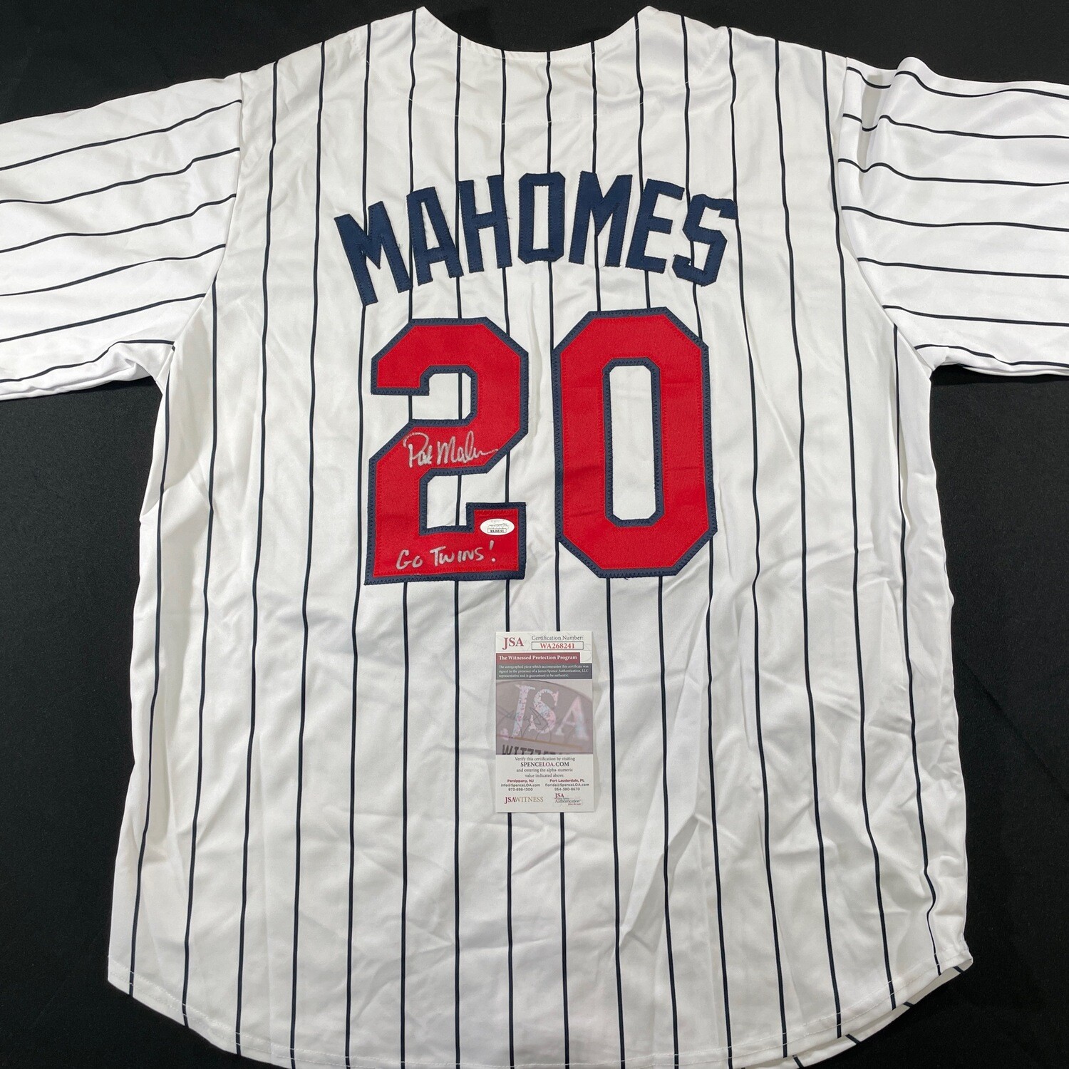 Patrick Mahomes Sr Twins White Home Jerseys Signed & JSA COA
