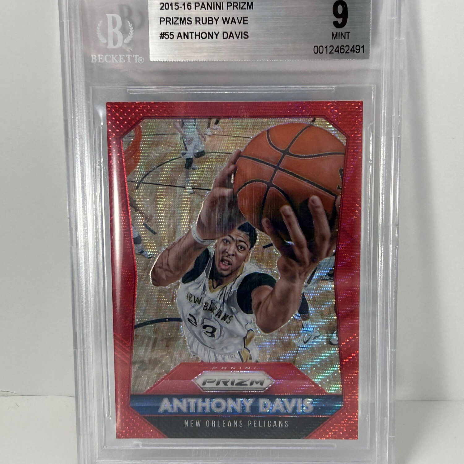 2015-16 Panini Prizm #55 Anthony Davis Ruby Wave/350 BGS 9