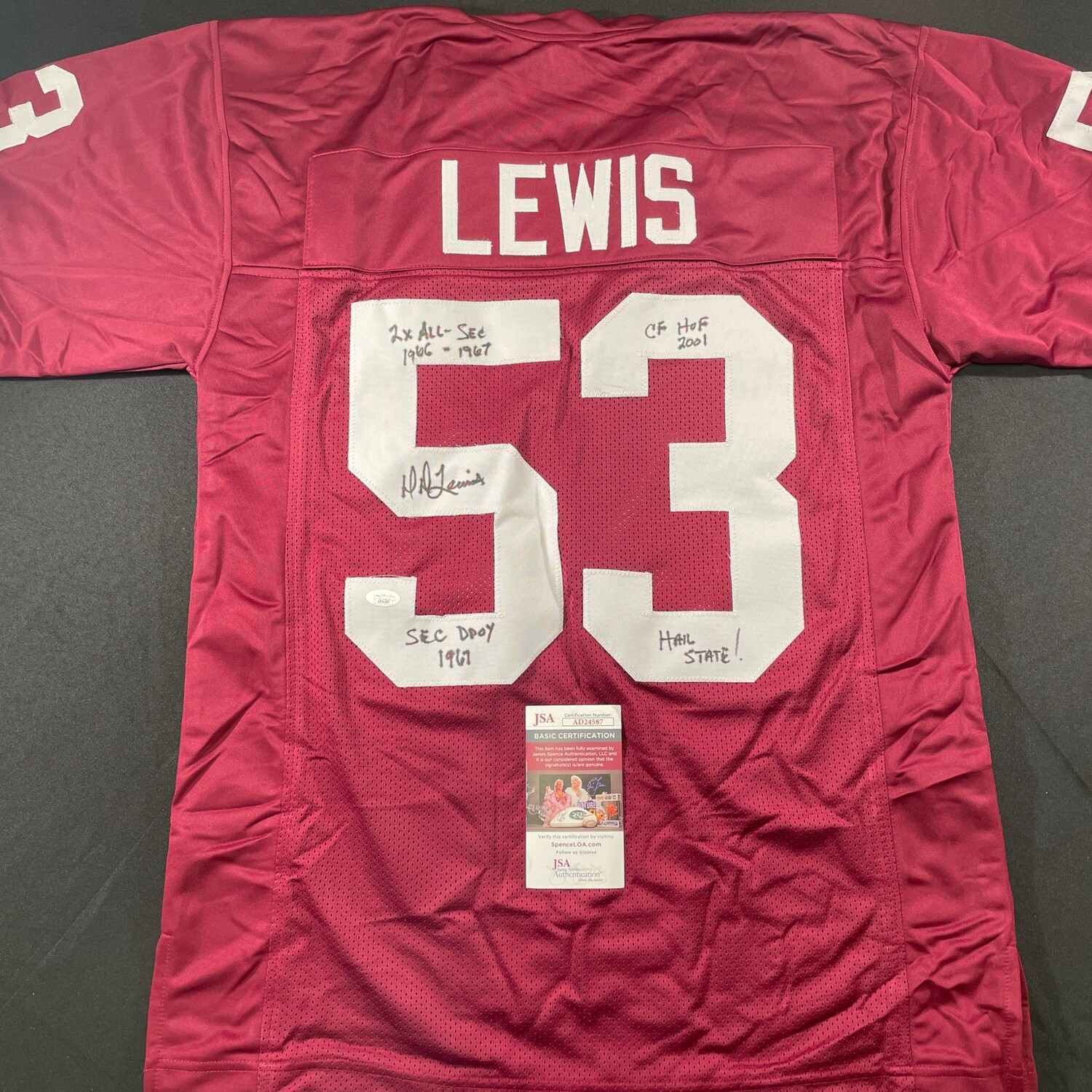 D.D. Lewis Autographed Signed Mississippi State Bulldogs Jersey Dallas Cowboys JSA COA