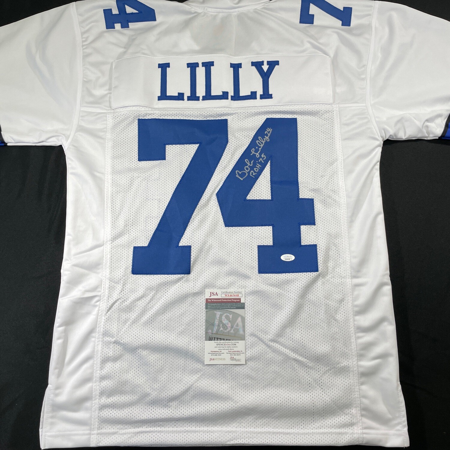 Bob Lilly White Dallas Cowboys Autographed Jersey w/ROH 75 JSA Authenticated