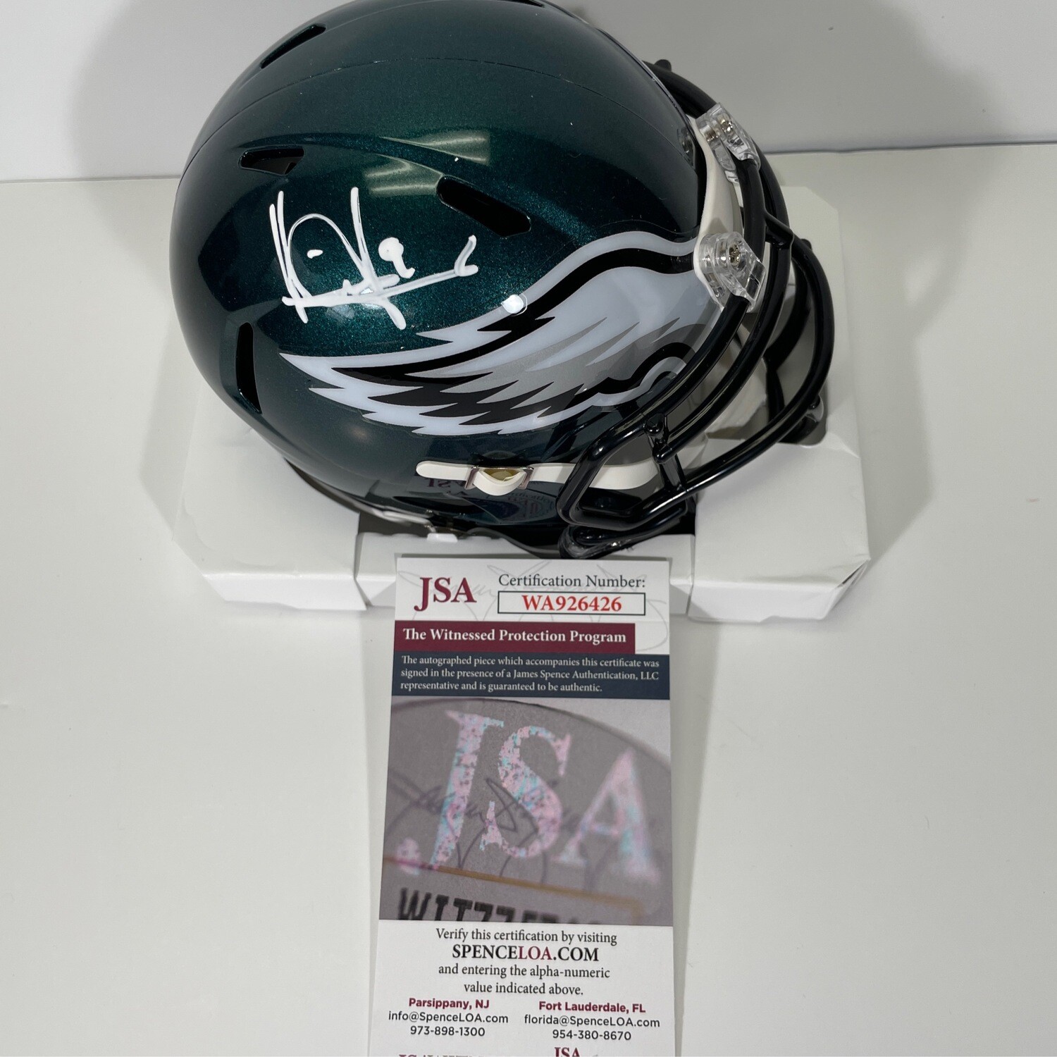 Vince Young Philadelphia Eagles Autographed Mini Helmet JSA Authenticated