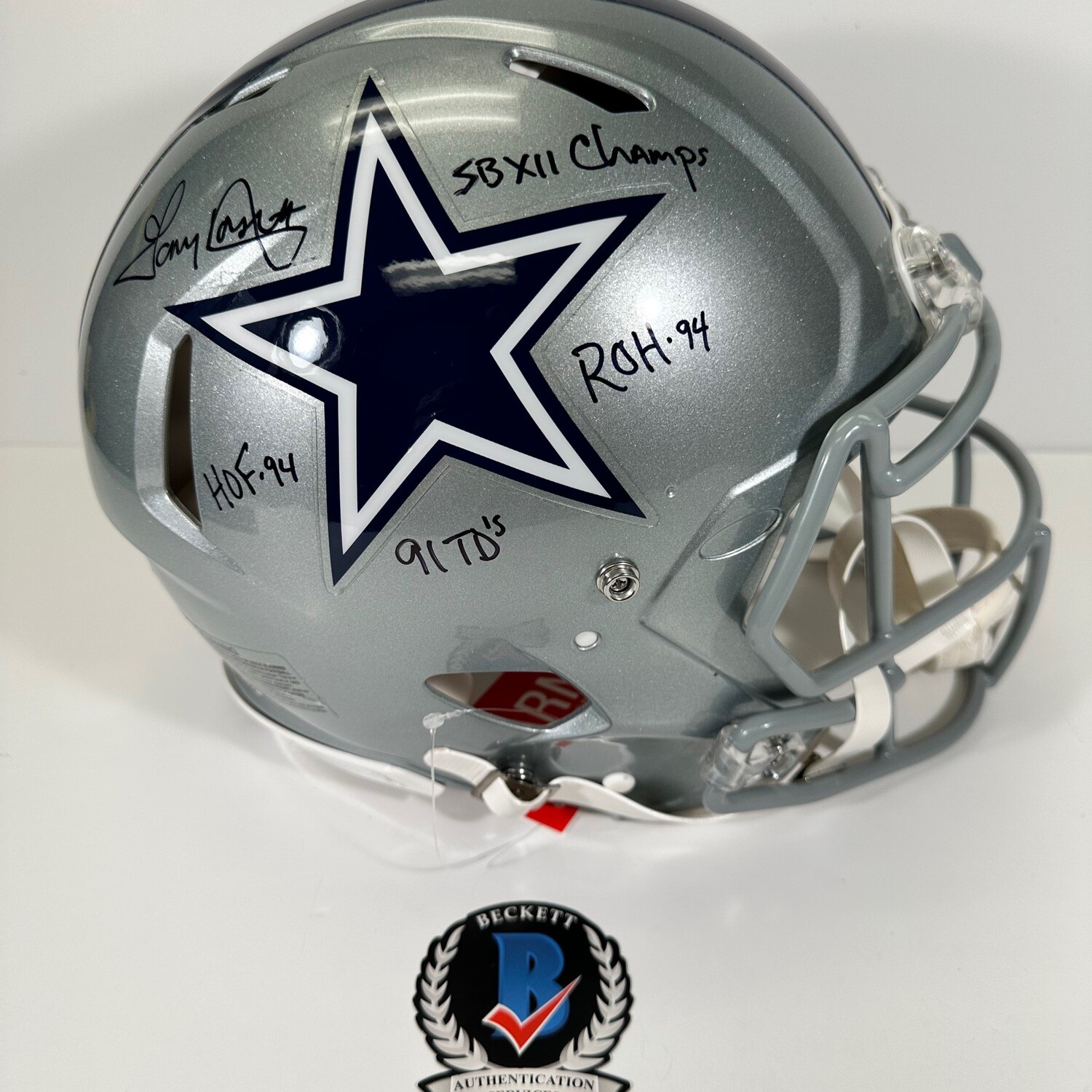 Tony Dorsett Autographed Authentic Full Size Helmet ‘SBXll Champs,HOF 94,91 TD’s and ROH 94 Beckett Authenticated