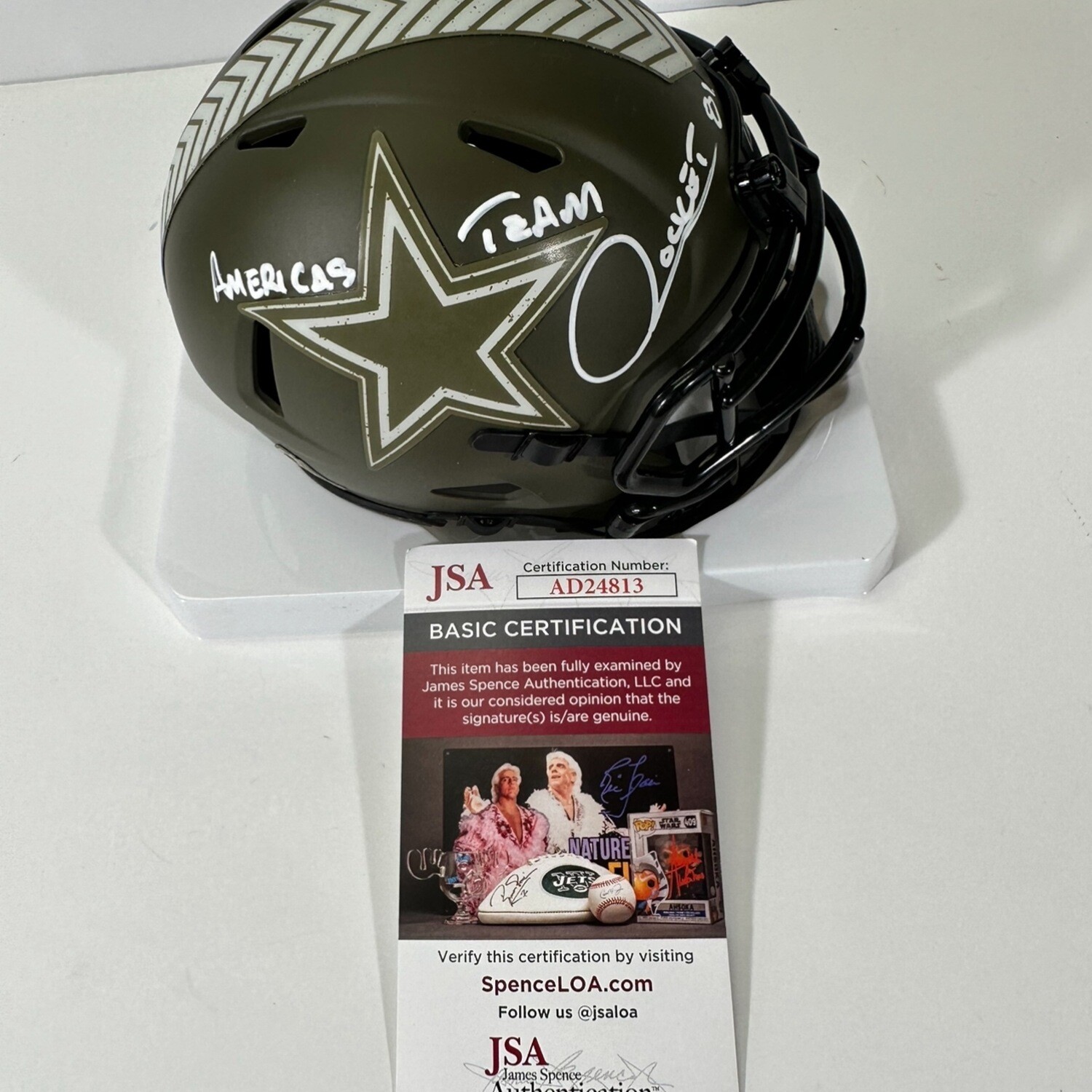 Rocket Ismail Army Dallas Cowboys Autograph & Inscription “American Team ” Speed Mini Helmet JSA COA