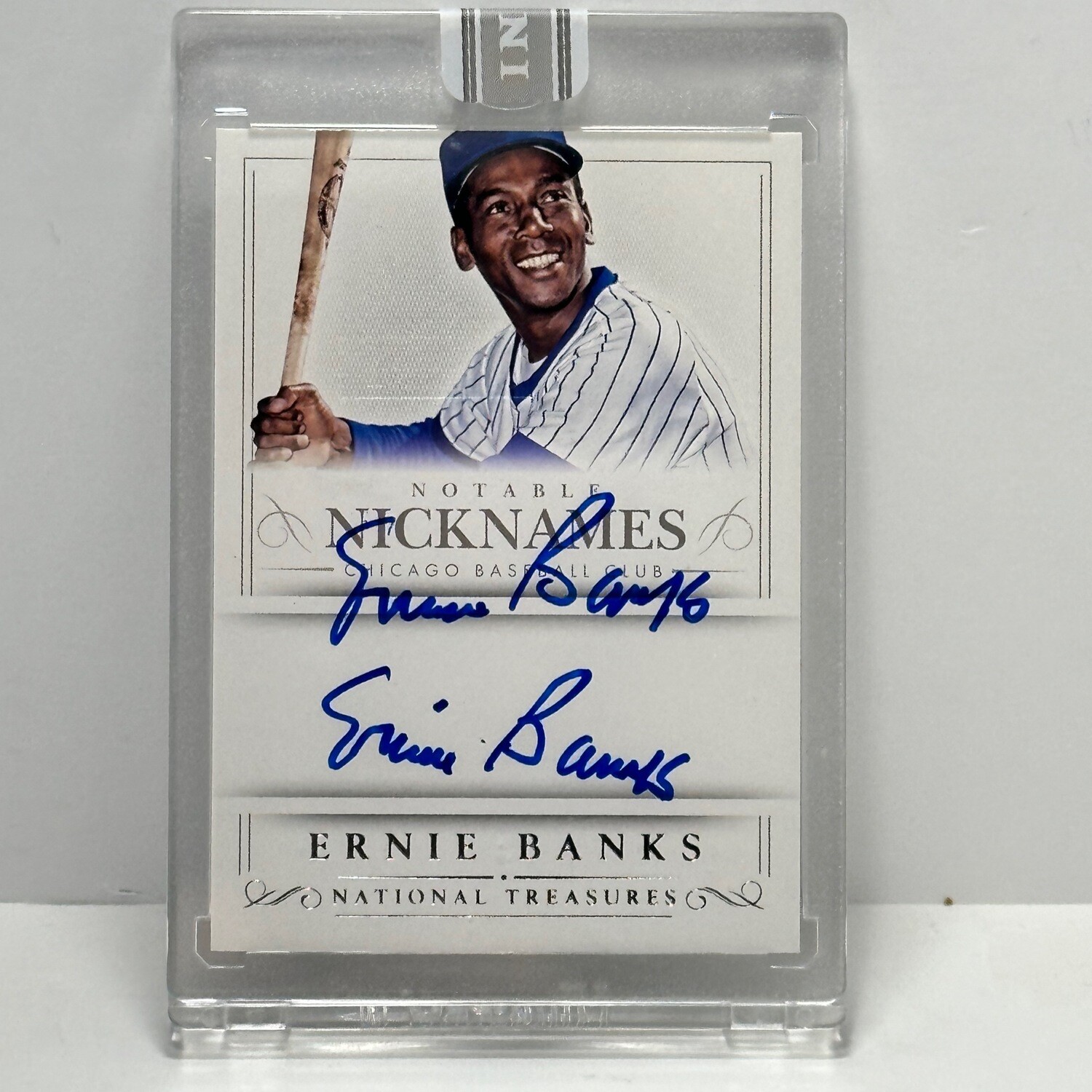 2014 National Treasures Ernie Banks Dual Auto White Box 1/1