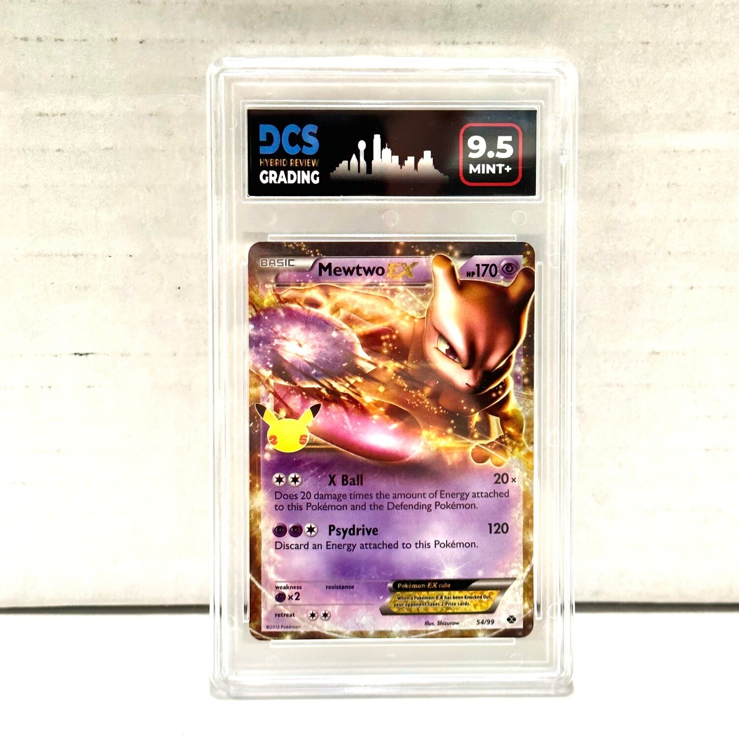 TCG Mewtwo EX Celebrations: Classic Collection 54/99 Holo Ultra Rare DCS 9.5