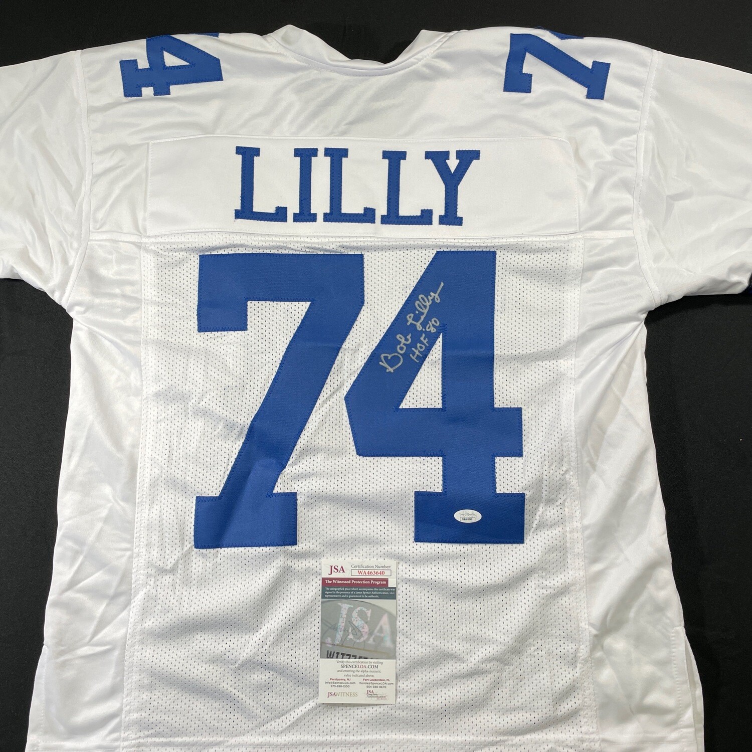 Bob Lilly White Dallas Cowboys Wearable Autographed Jersey Size Medium w/HOF 80