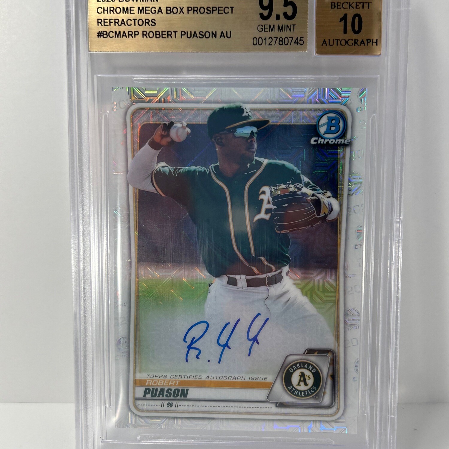 2020 Bowman Chrome Mega Box Refractor Robert Puason Auto BGS 9.5